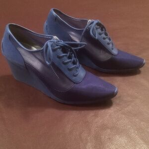 Calvin Klein Blue Suede High Heeled Tennis Shoes
